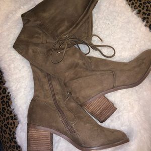 Knee high taupe boots